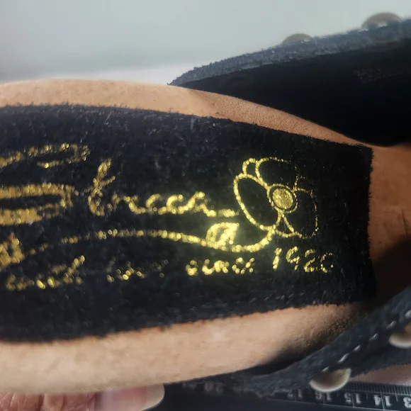 Stuart Weitzman Black Mules with Gold Studs - Picture 6 of 9